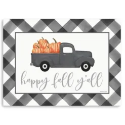 Wall Quotes & Signs-Kirkland's Home Buffalo Check Happy Fall Truck Giclee Canvas Print Black/White/Gray