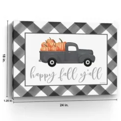 Wall Quotes & Signs-Kirkland's Home Buffalo Check Happy Fall Truck Giclee Canvas Print Black/White/Gray
