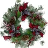 Wreaths-Kirkland's Home Buffalo Check Plaid Ribbon Holiday Wreath Green/Red/Black