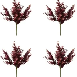 Stems & Bouquets-Kirkland's Home Burgundy Jade Leaf Sprays, Set Of 4 Red/Brown