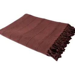 Blankets & Throws-Kirkland's Home Burgundy Modern Striped Throw Red