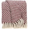 Blankets & Throws-Kirkland's Home Burgundy Zig Zag Pattern Throw Red/Ivory