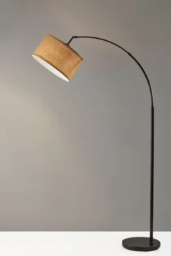 Floor Lamps-Kirkland's Home Burlap Arc Floor Lamp Tan