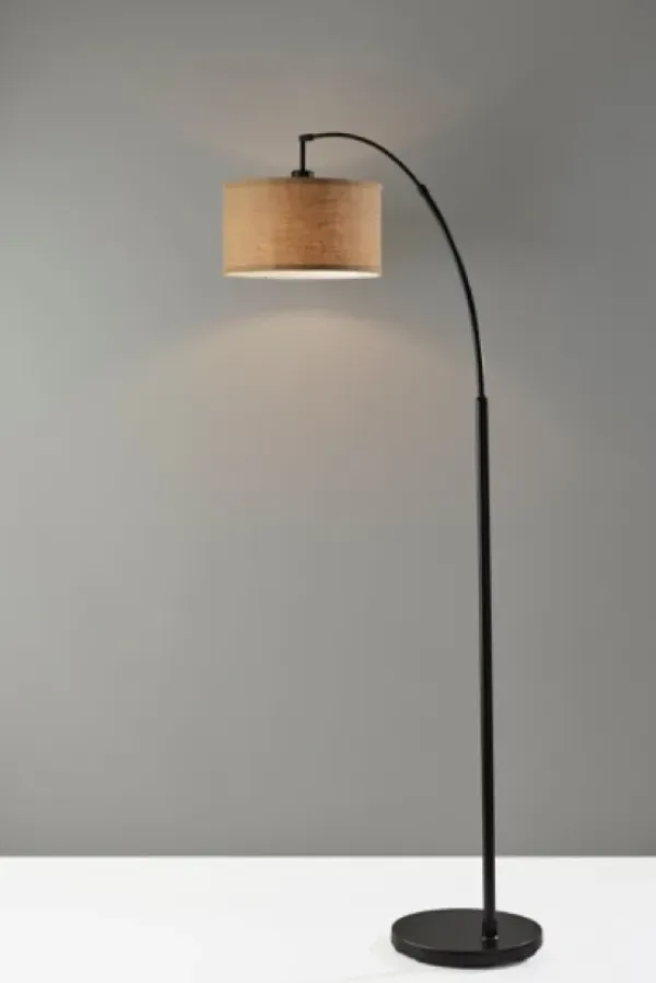 Floor Lamps-Kirkland's Home Burlap Arc Floor Lamp Tan