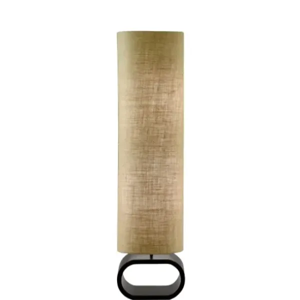 Floor Lamps-Kirkland's Home Burlap Shade Black Oval Base Daniel Floor Lamp Tan