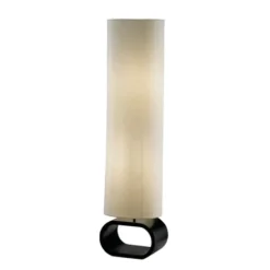 Floor Lamps-Kirkland's Home Burlap Shade Black Oval Base Daniel Floor Lamp Tan