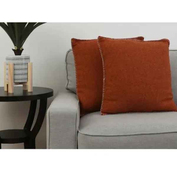 Pillows-Kirkland's Home Burnt Chunky Weave Pillows, Set Of 2 Orange