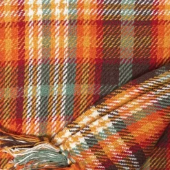 Blankets & Throws-Kirkland's Home Burnt Harvest Plaid Throw Orange