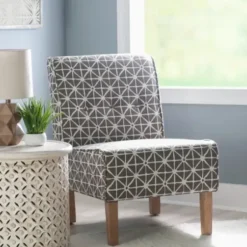Accent Chairs-Kirkland's Home Burst Patterned Slipper Accent Chair Gray