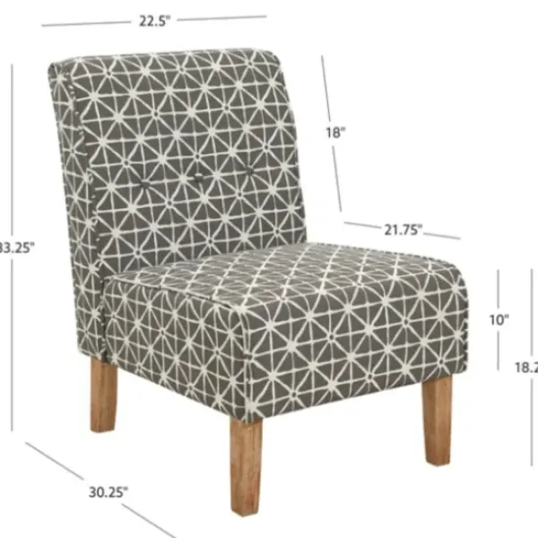 Accent Chairs-Kirkland's Home Burst Patterned Slipper Accent Chair Gray