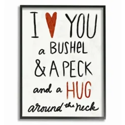 Wall Quotes & Signs-Kirkland's Home Bushel Peck & Hug Framed Giclee Canvas Art Black/White