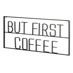Wall Quotes & Signs-Kirkland's Home But First Coffee Metal Wall Plaque Black