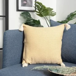 Pillows-Kirkland's Home Buttercup Chevron Organic Cotton Throw Pillow Yellow