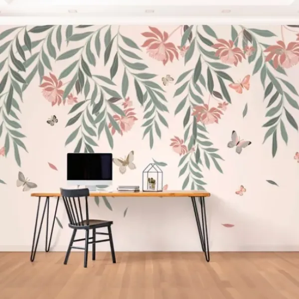 Wall Murals & Wall Decals-Kirkland's Home Butterfly Garden Peel And Stick Wall Mural Pink/Green