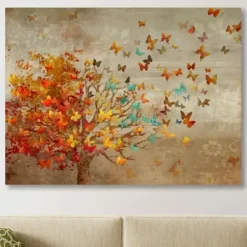 Canvas Art-Kirkland's Home Butterfly Tree Giclee Canvas Art Print, 40X30 In. Multi