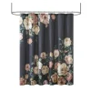 Shower Curtains-Kirkland's Home Button And Stripe Shower Curtain Gray