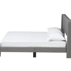 Beds & Headboards-Kirkland's Home Button Tufted Headboard Full Platform Bed Gray