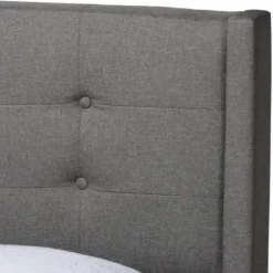 Beds & Headboards-Kirkland's Home Button Tufted Headboard Full Platform Bed Gray