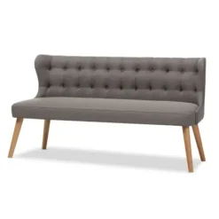 Sofas & Loveseats-Kirkland's Home Button Tufted Splayed Settee Gray