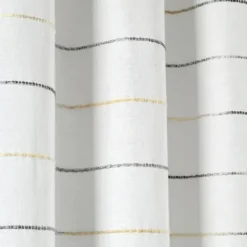 Curtains & Drapes-Kirkland's Home Buttons And Stripes Curtain Panel Set, 84 In. Gray
