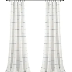 Curtains & Drapes-Kirkland's Home Buttons And Stripes Curtain Panel Set, 84 In. Gray