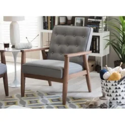 Accent Chairs-Kirkland's Home Button-Tufted Sawyer Accent Chair Gray