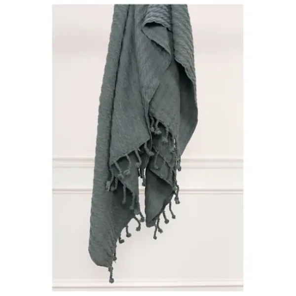 Blankets & Throws-Kirkland's Home Cable Knit Tassel Throw Gray