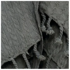 Blankets & Throws-Kirkland's Home Cable Knit Tassel Throw Gray