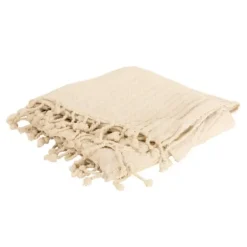 Blankets & Throws-Kirkland's Home Cable Knit Tassel Throw Ivory