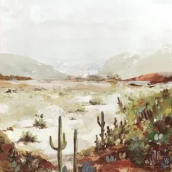 Framed Art-Kirkland's Home Cactus Canyon Western Framed Canvas Art White/Green/Brown