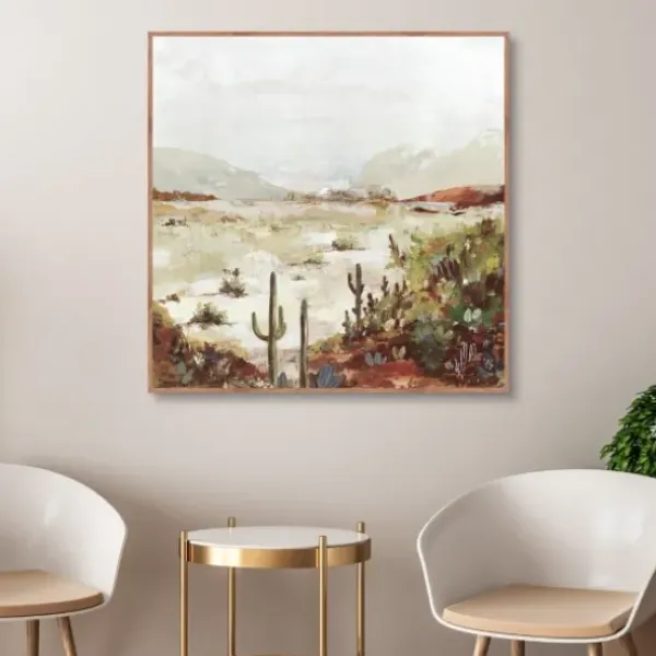 Framed Art-Kirkland's Home Cactus Canyon Western Framed Canvas Art White/Green/Brown