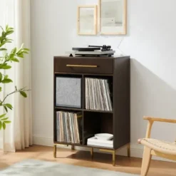 Bookshelves-Kirkland's Home Cadence Gold Record Storage Bookcase With Speaker