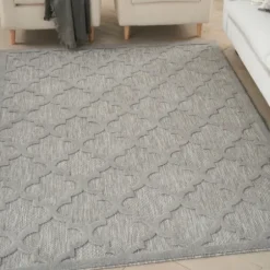 Outdoor Rugs-Kirkland's Home Cafe Geo Lattice Outdoor Area Rug, 6X9 Brown