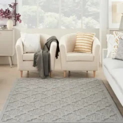 Outdoor Rugs-Kirkland's Home Cafe Geo Lattice Outdoor Area Rug, 6X9 Brown