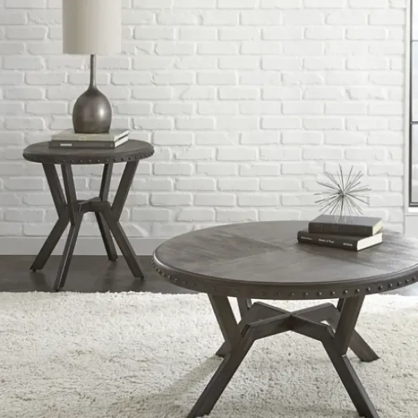 Coffee Tables-Kirkland's Home Calvert Round Coffee Table Gray