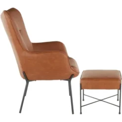 Accent Chairs-Kirkland's Home Camel Faux Leather 2-Pc. Chair And Ottoman Set Brown