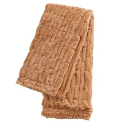 Blankets & Throws-Kirkland's Home Camel Fluffy Faux Fur Cotton Throw Brown