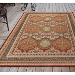Outdoor Rugs-Kirkland's Home Camel Linear Sundry Outdoor Area Rug, 6X9 Tan