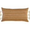 Pillows-Kirkland's Home Camel Vegan Leather Tasseled Lumbar Pillow Tan
