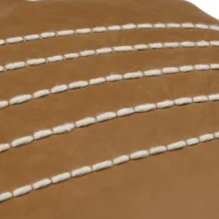 Pillows-Kirkland's Home Camel Vegan Leather Tasseled Lumbar Pillow Tan