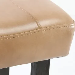 Bar Stools & Counter Height Stools-Kirkland's Home Camel Wood And Leather Backless Stool Tan