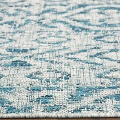 Outdoor Rugs-Kirkland's Home Cammie Blue Moroccan Tribal Outdoor Rug, 5X8 Blue/Gray