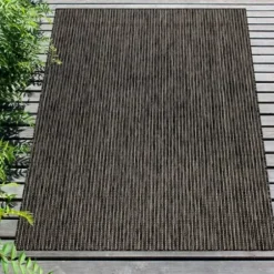 Outdoor Rugs-Kirkland's Home Cammie Gray Moroccan Geometric Outdoor Rug, 5X8 Gray/Ivory