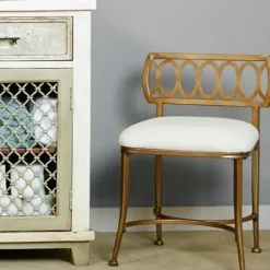 Benches & Ottomans-Kirkland's Home Canal Street Vanity Stool White