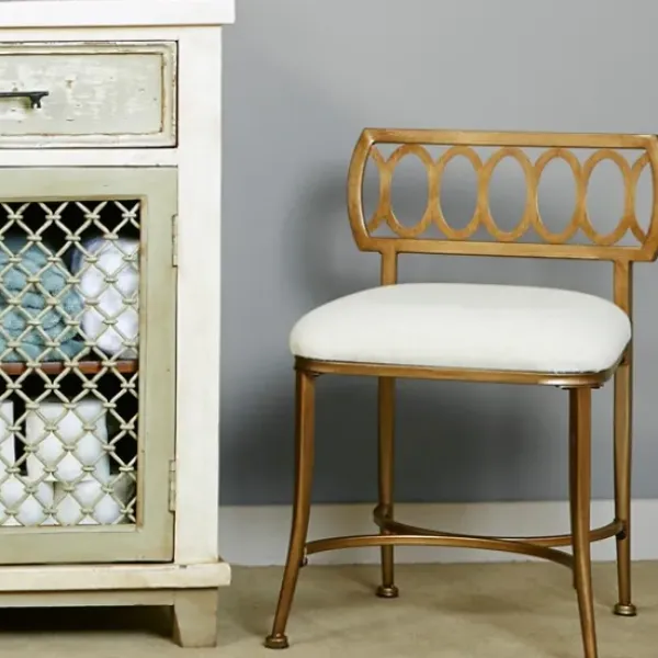 Benches & Ottomans-Kirkland's Home Canal Street Vanity Stool White