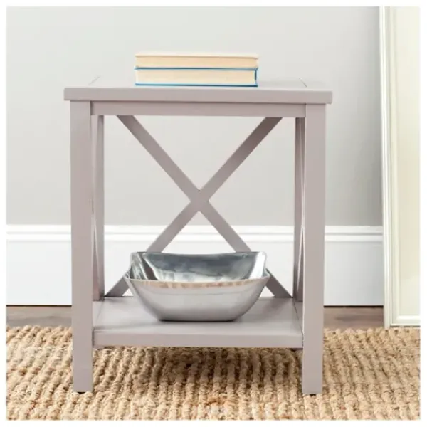 Accent & End Tables-Kirkland's Home Candice Cross Back Accent Table Gray