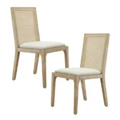 Dining Chairs-Kirkland's Home Cane Back Upholstered Wood Dining Chairs, Set Of 2 Tan