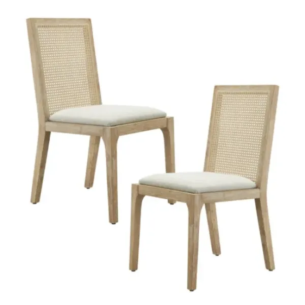 Dining Chairs-Kirkland's Home Cane Back Upholstered Wood Dining Chairs, Set Of 2 Tan