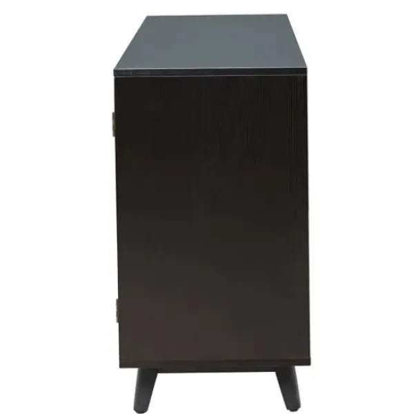 Cabinets & Sideboards-Kirkland's Home Cane Wood Storage Media Cabinet Black