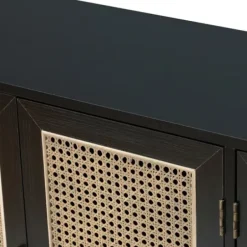 Cabinets & Sideboards-Kirkland's Home Cane Wood Storage Media Cabinet Black